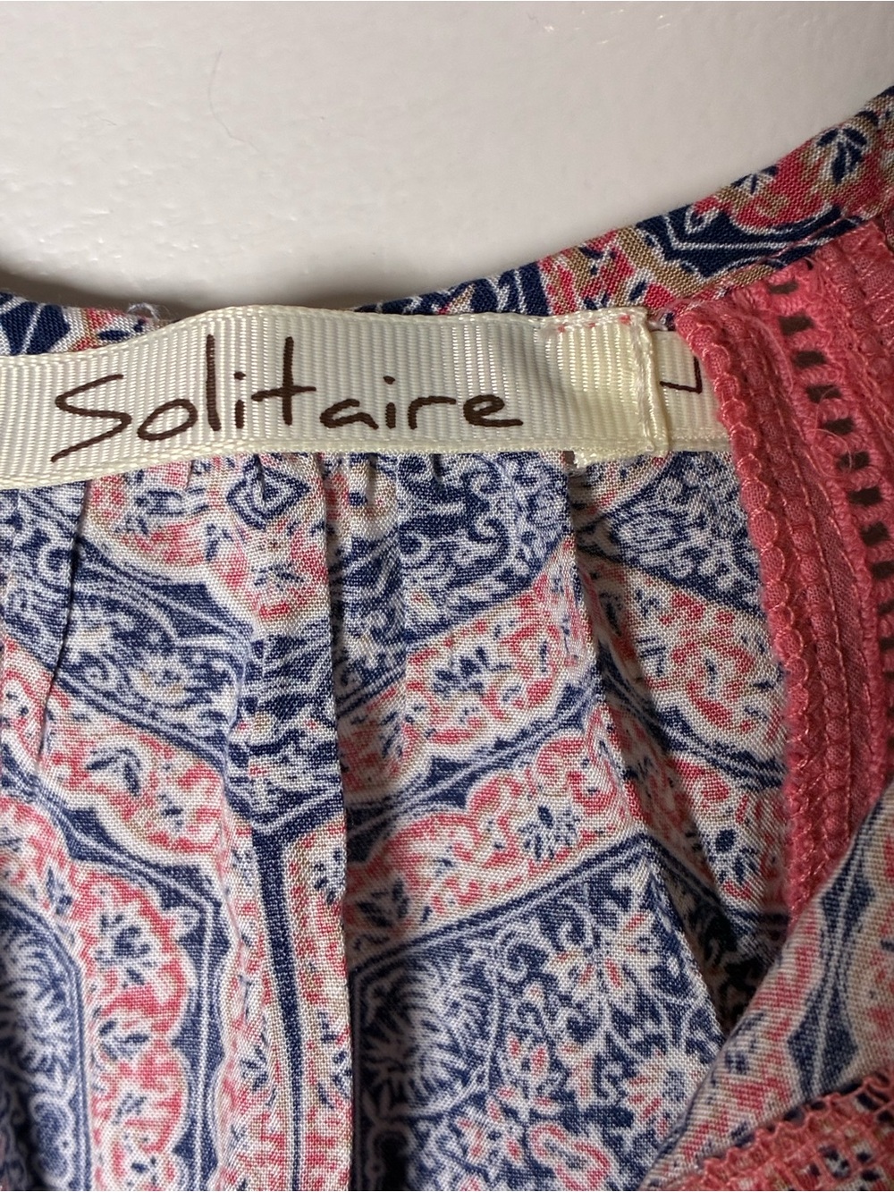Sole Society Pink and Blue Crochet-Accent Printed Cami Solitaire Size L women - Picture 9 of 9